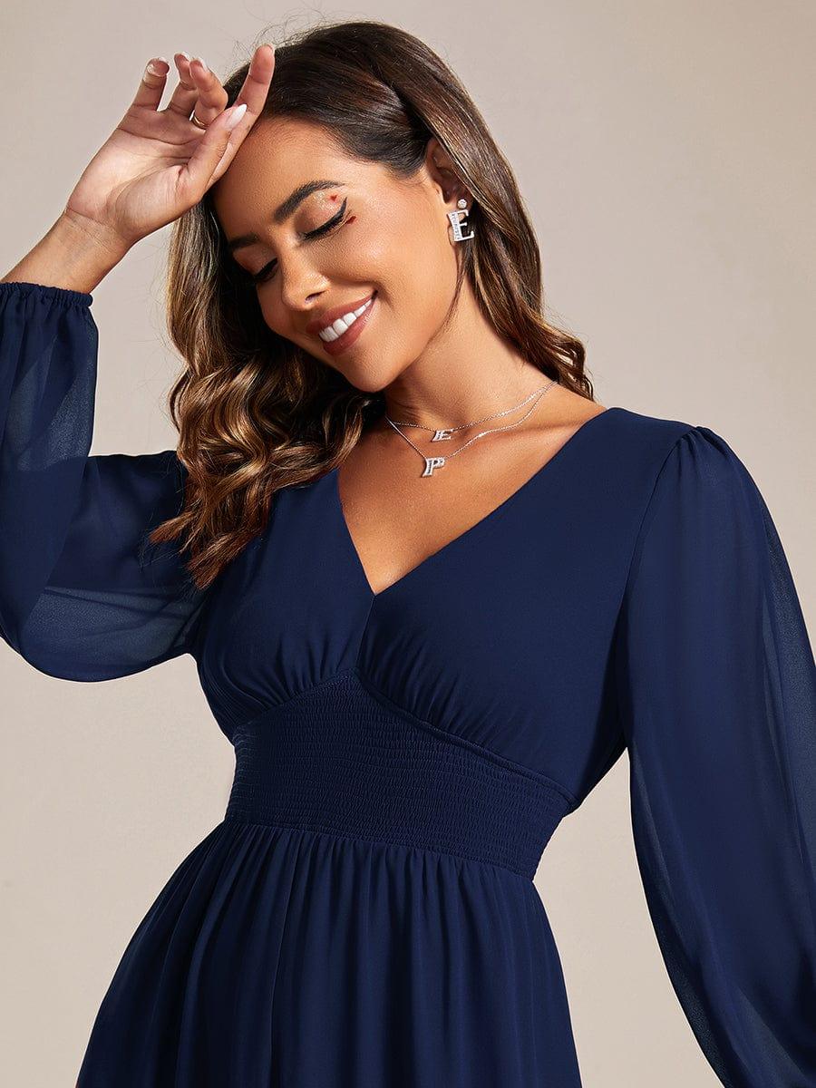 ever AMARA|Elegant V Neck Long Sleeves Midi Wedding Guest Dress(Final Sale) - Image 30