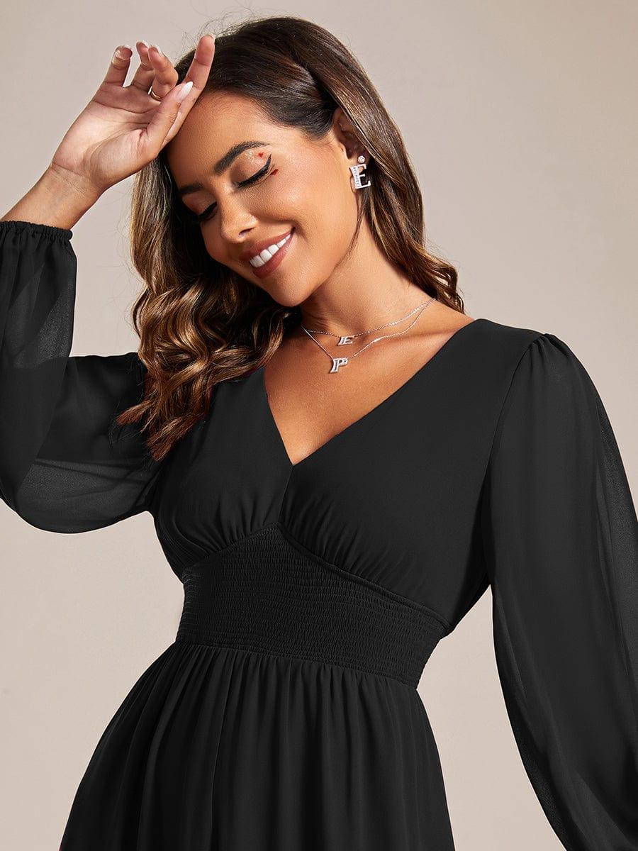 ever AMARA|Elegant V Neck Long Sleeves Midi Wedding Guest Dress(Final Sale) - Image 9