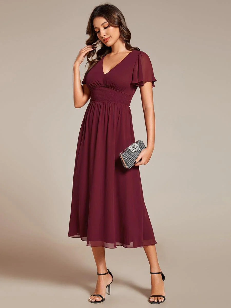 ever AMARA|Elegant V Neck Long Sleeves Midi Wedding Guest Dress - Image 88