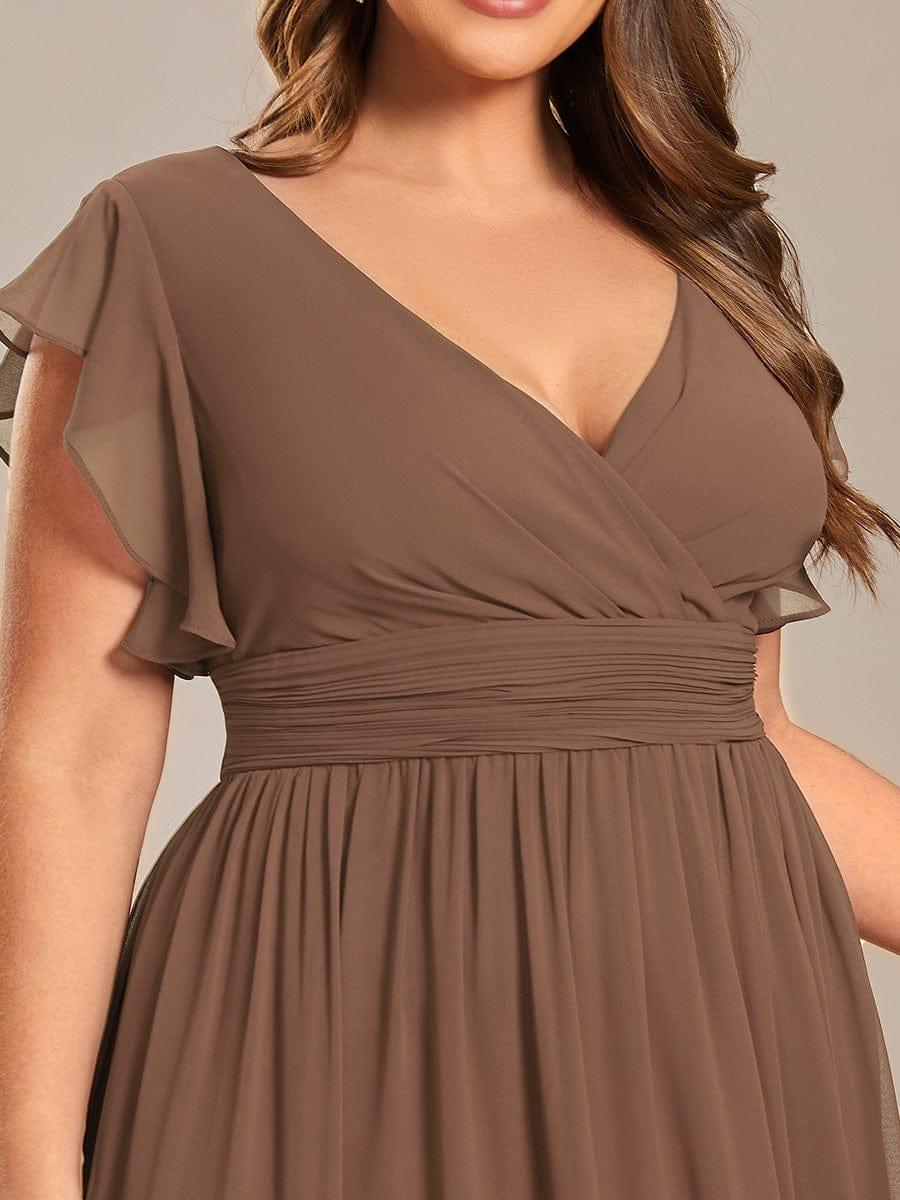 ever LILYANA|Elegant V-Neck Open Back Chiffon Bridesmaid Dress with Ruffled Sleeves - Image 68