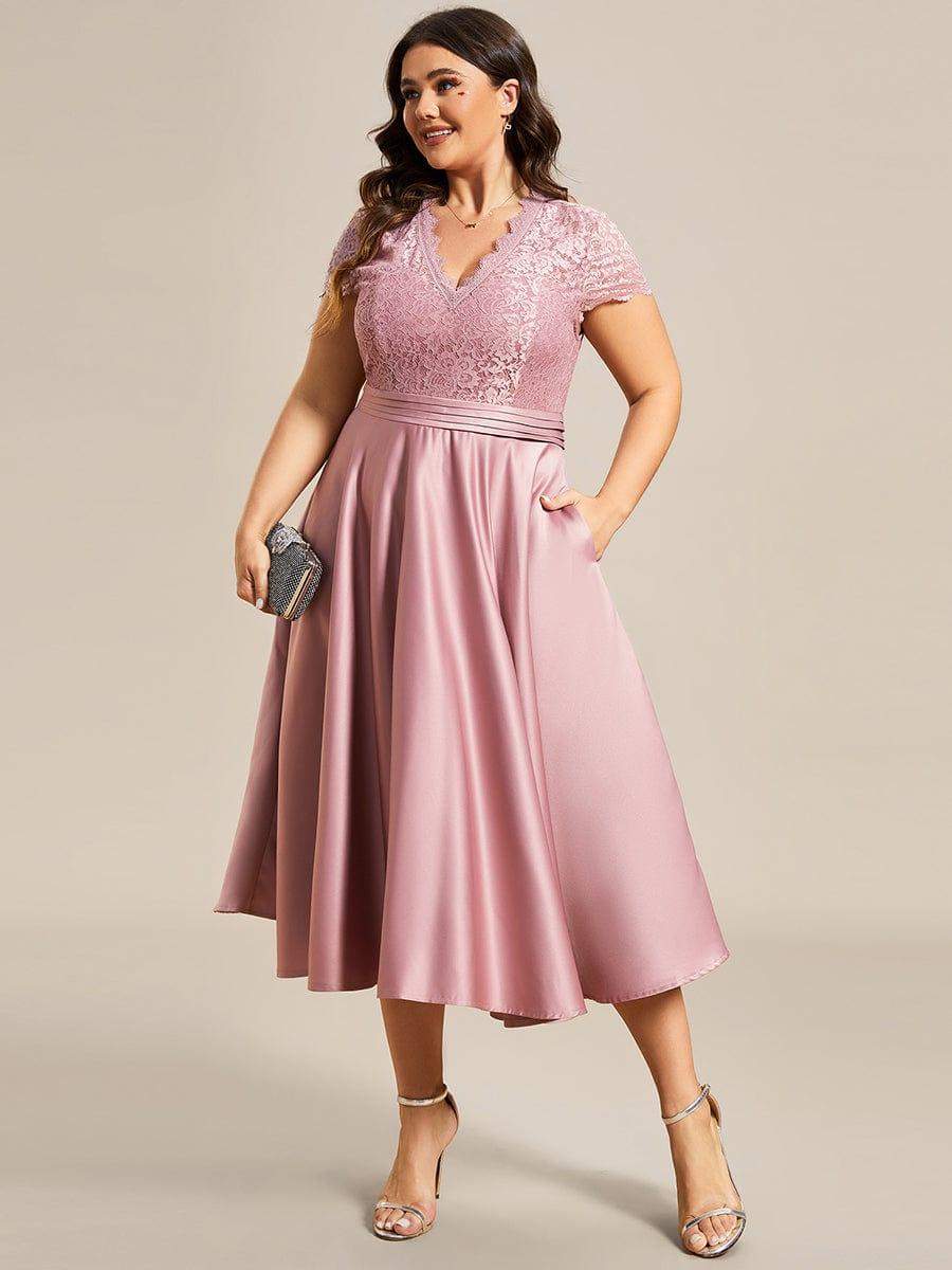 ever HARLEY|Embroidered Floral V Neck Short Sleeves Midi A-Line Formal Dress - Image 44