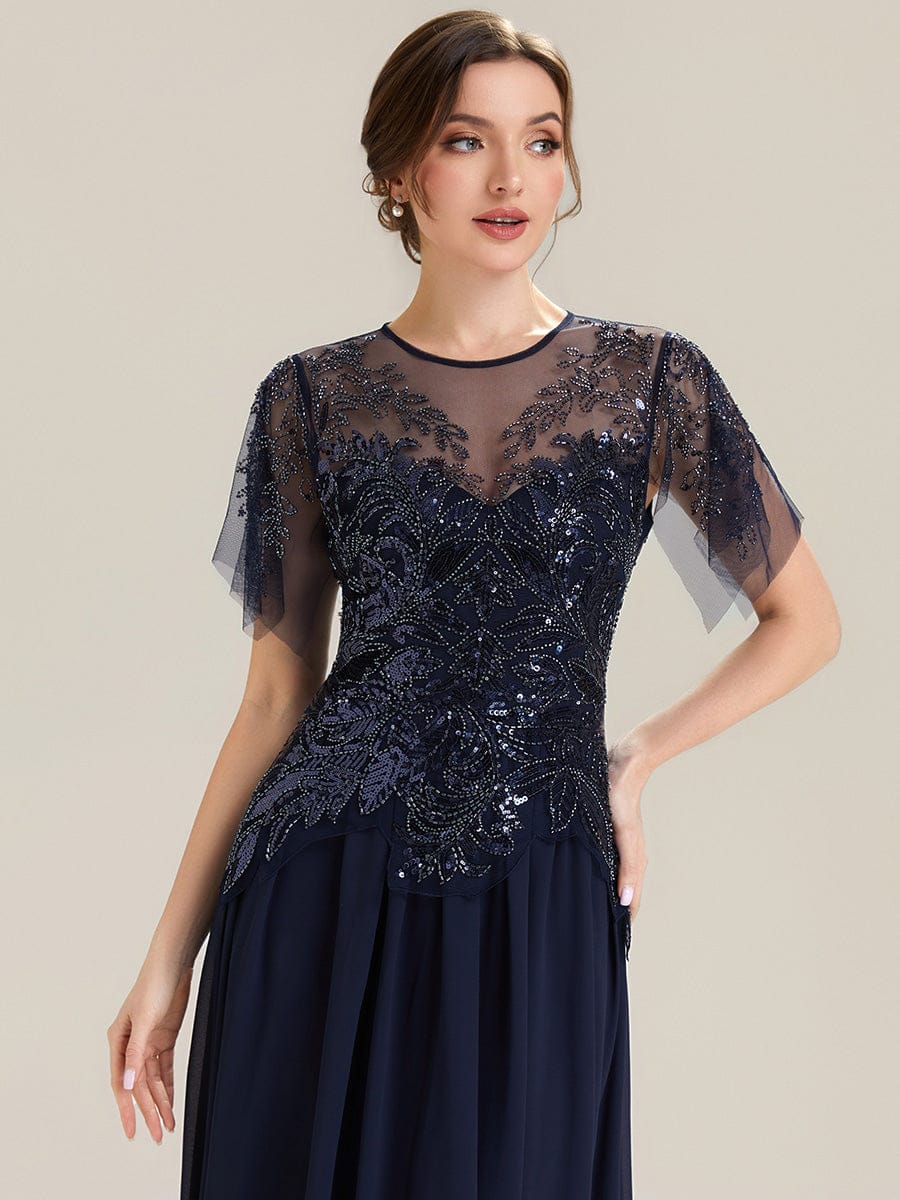 ever LUSTRE|Embroidered Sequin Ruffle Sleeve Dress - Image 10