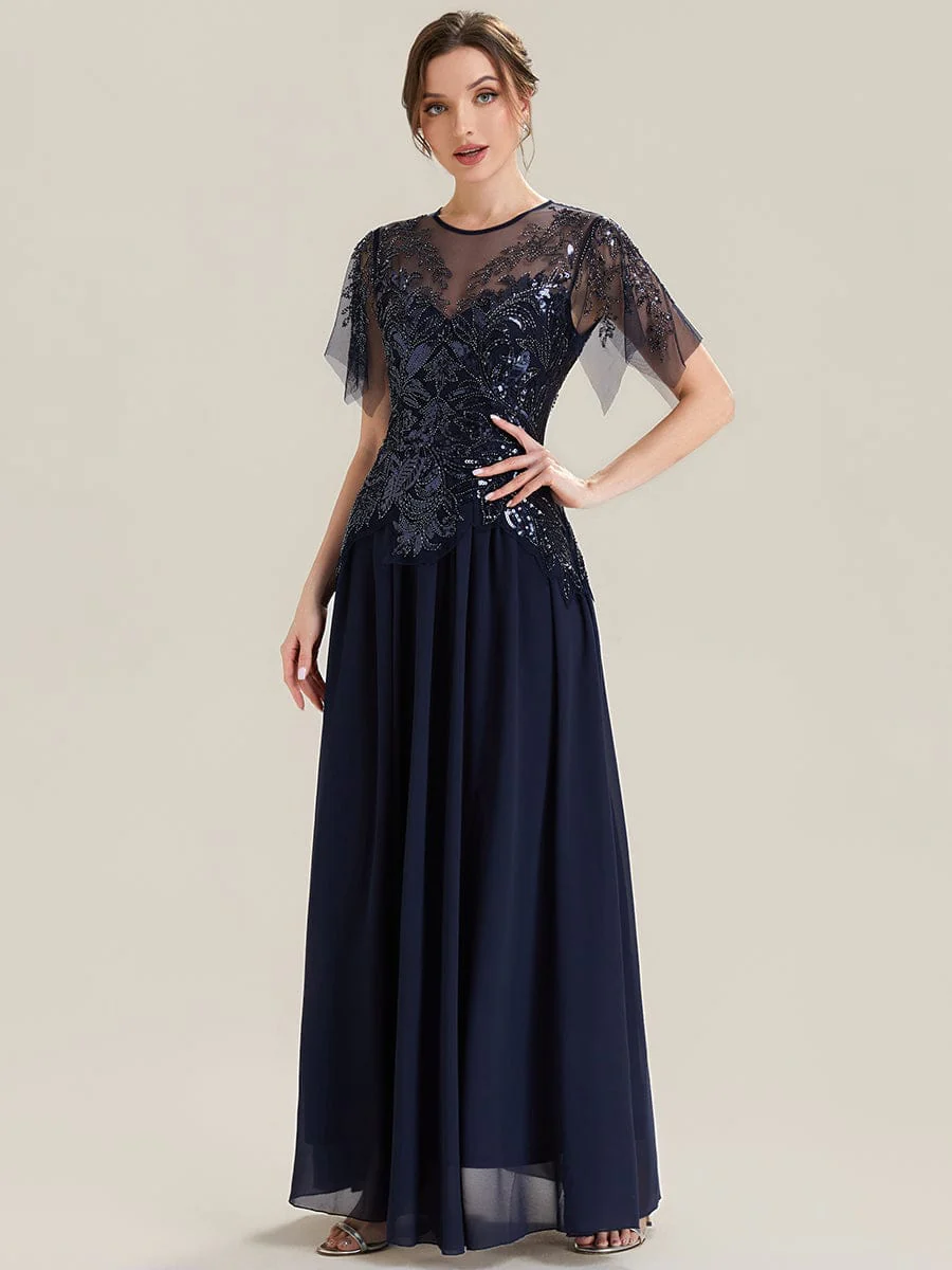 ever LUSTRE|Embroidered Sequin Ruffle Sleeve Dress - Image 13