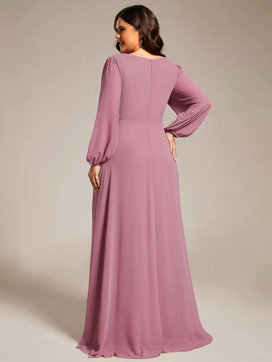 ever GRIFFIN|Enchanting Chiffon Lantern Sleeve Pleated High Waist Bridesmaid Dress - Image 36