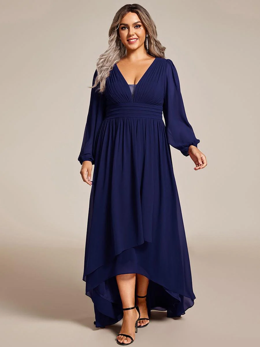 ever GRIFFIN|Enchanting Chiffon Lantern Sleeve Pleated High Waist Bridesmaid Dress - Image 59