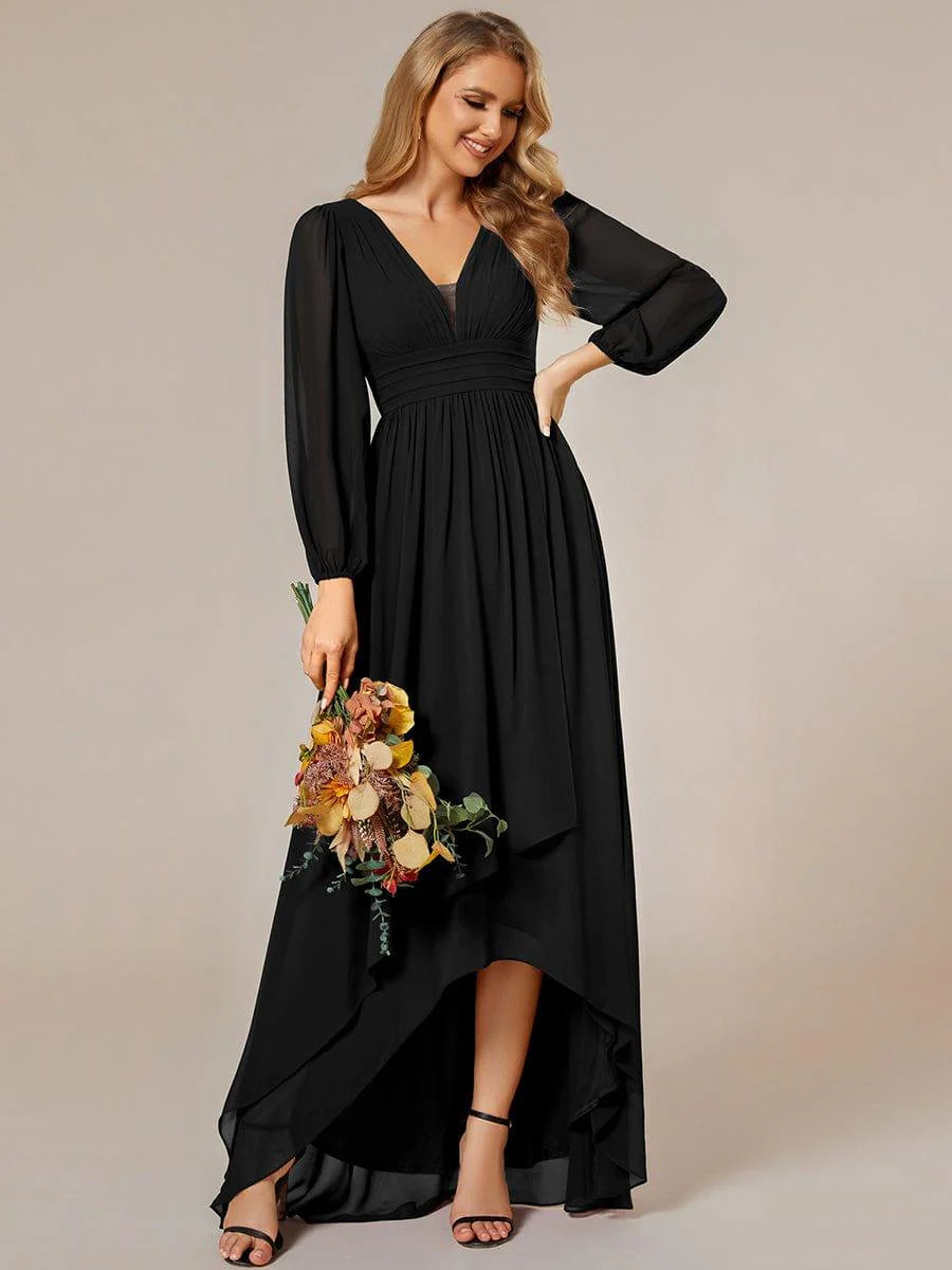 ever GRIFFIN|Enchanting Chiffon Lantern Sleeve Pleated High Waist Bridesmaid Dress - Image 64