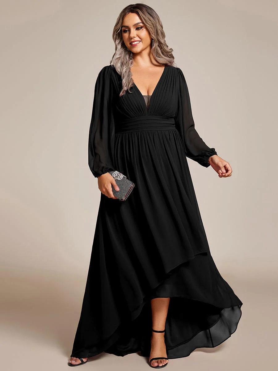 ever GRIFFIN|Enchanting Chiffon Lantern Sleeve Pleated High Waist Bridesmaid Dress - Image 70