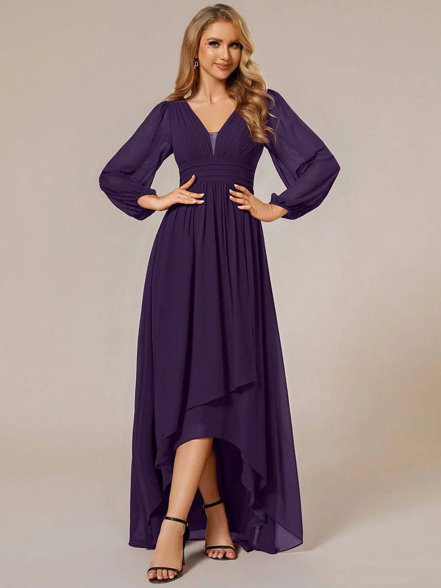 ever GRIFFIN|Enchanting Chiffon Lantern Sleeve Pleated High Waist Bridesmaid Dress - Image 74