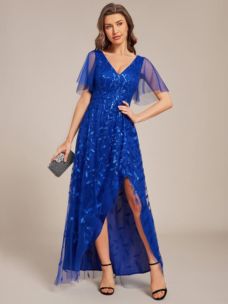 ever ALIX|V-Neck High Slit Sequined Evening Dresses - Image 101