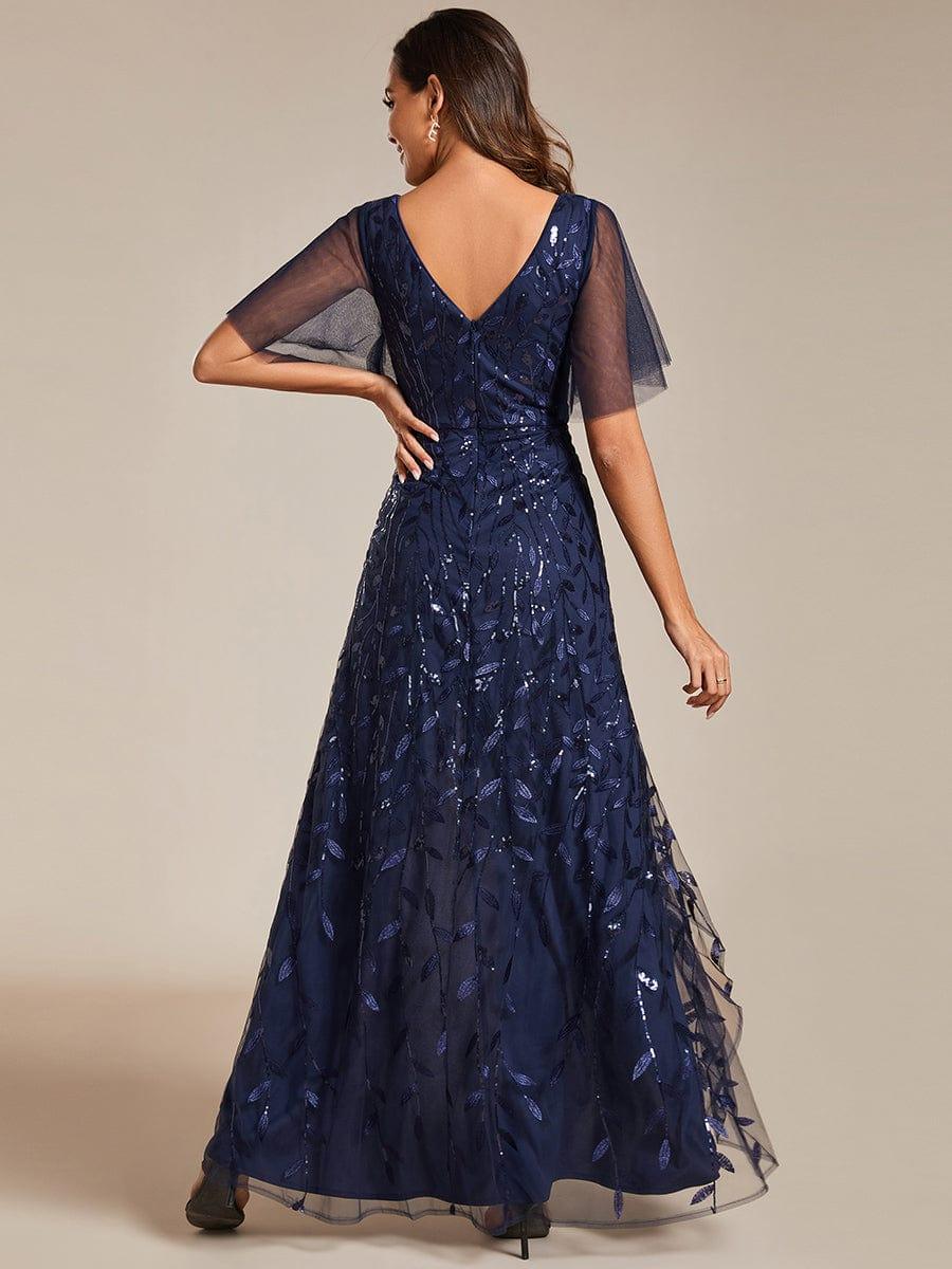 ever ALIX|V-Neck High Slit Sequined Evening Dresses - Image 21