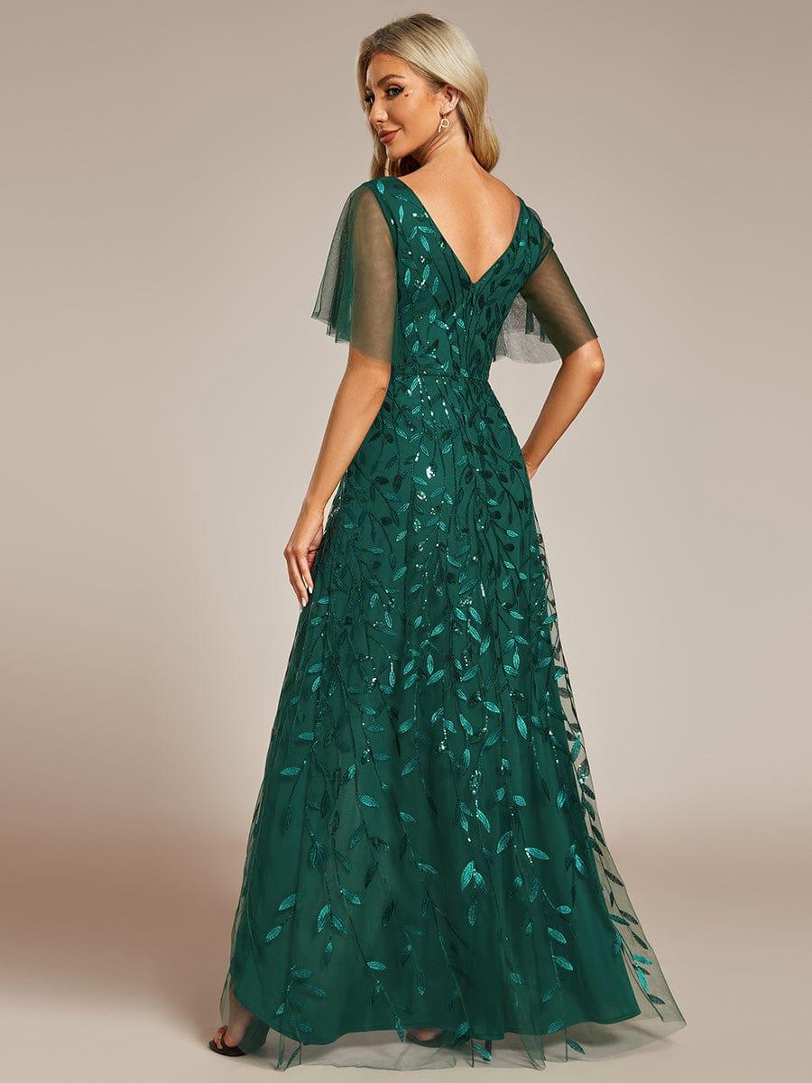 ever ALIX|V-Neck High Slit Sequined Evening Dresses - Image 2