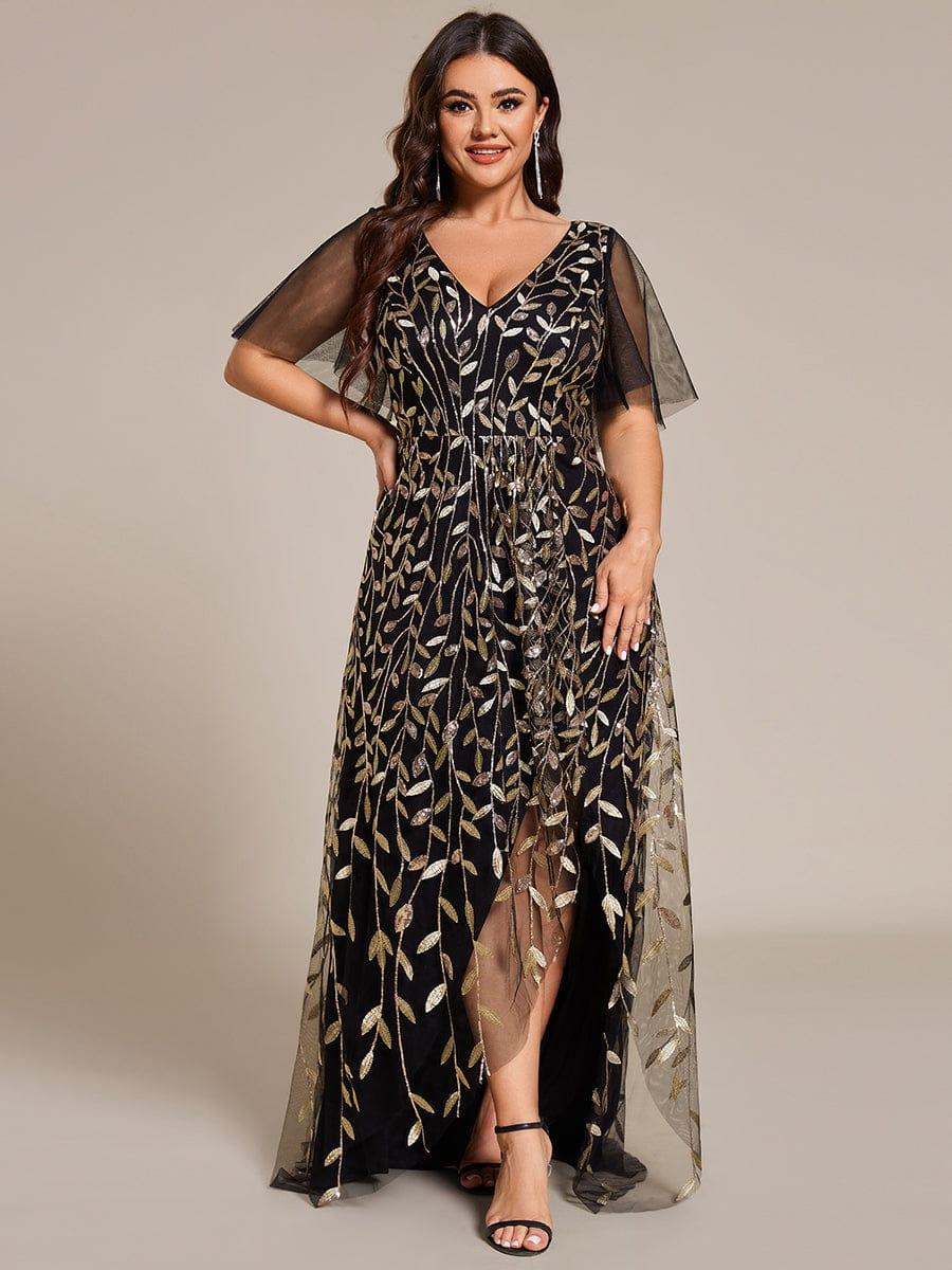ever ALIX|V-Neck High Slit Sequined Evening Dresses - Image 96