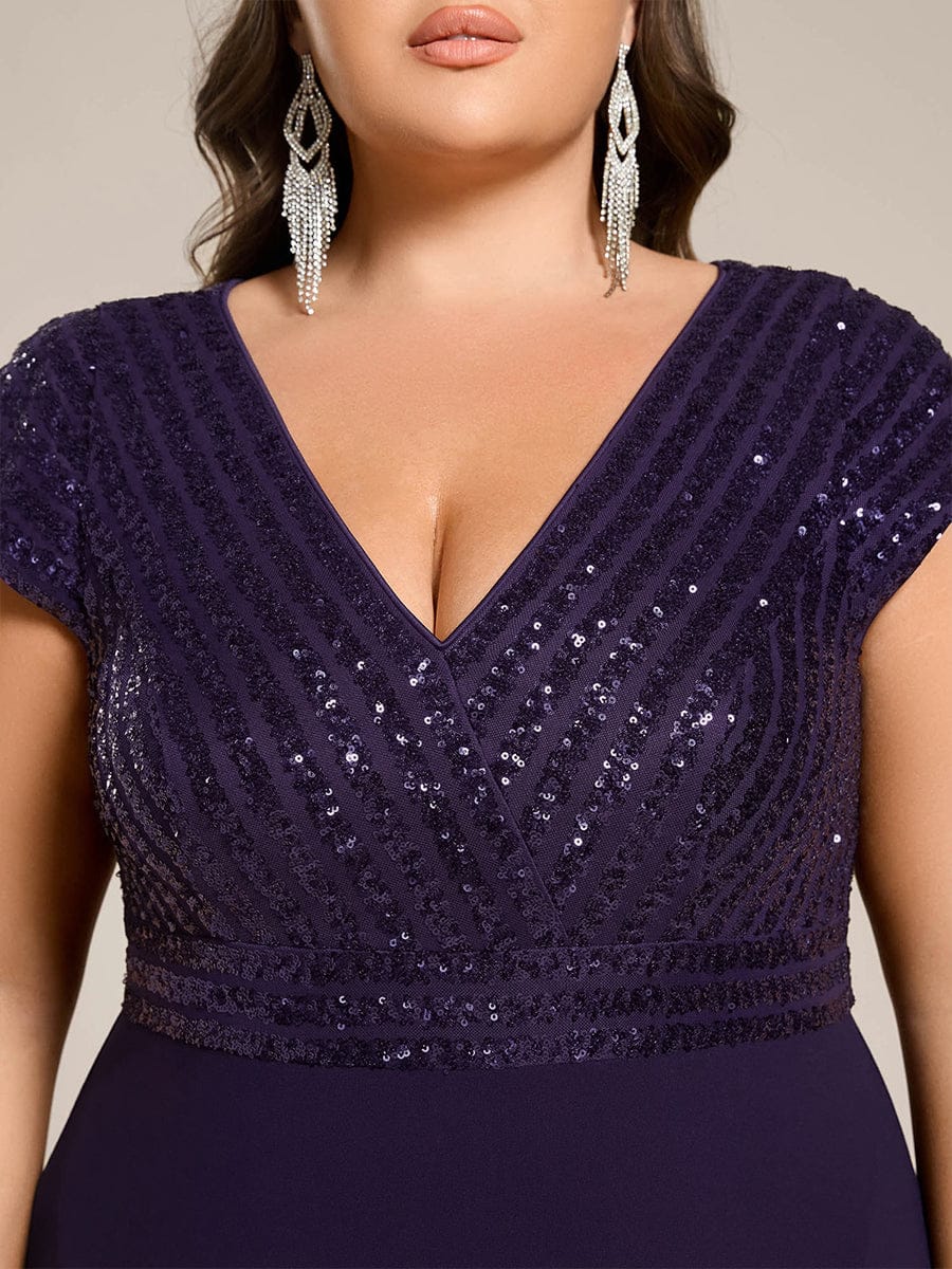 ever BAYLOR|Plus Size Short Sleeve Sequin Asymmetrical Midi Evening Dress - Image 20