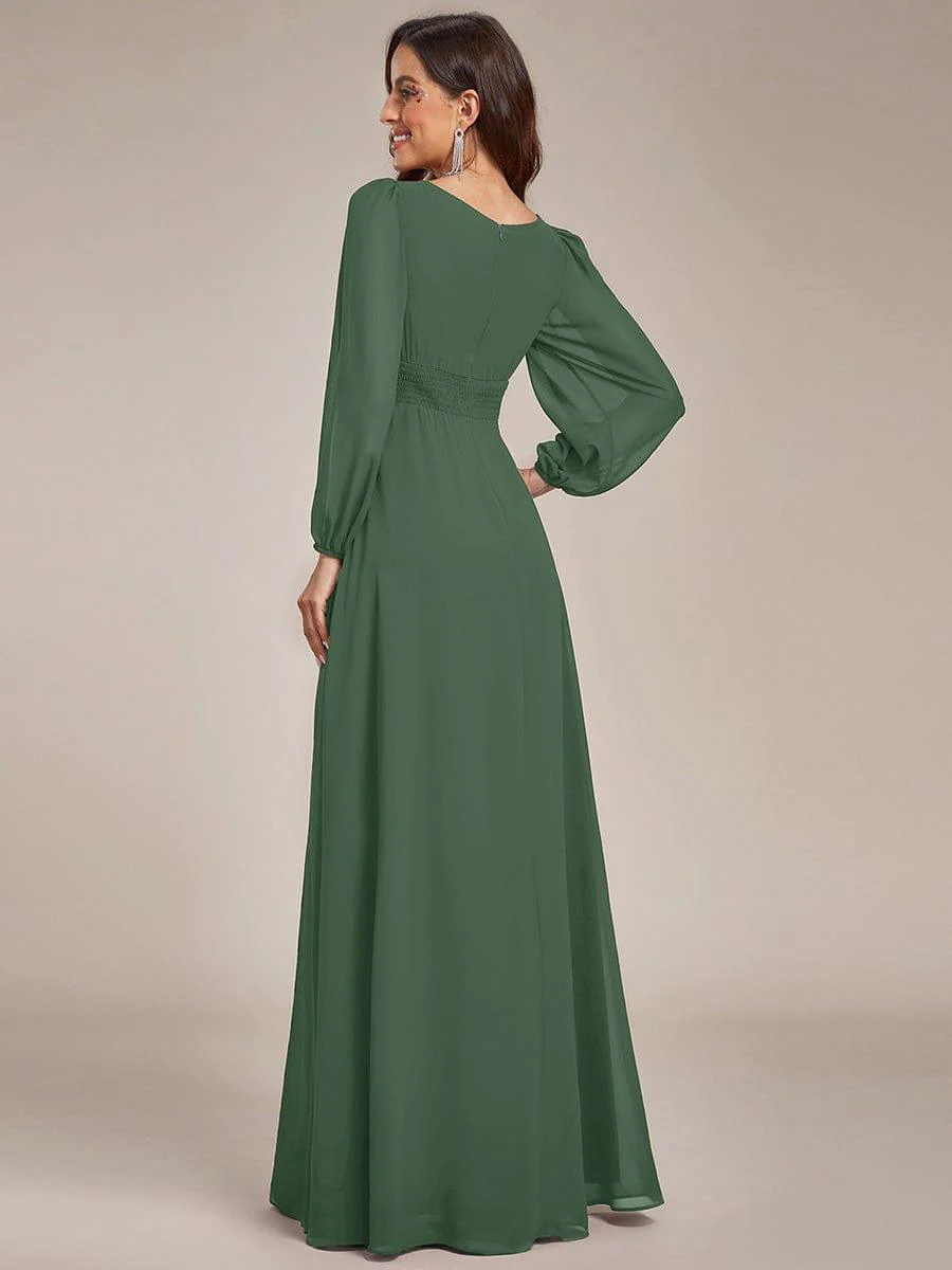 ever CELESTE|Chiffon Long Sleeve Floor Length Mother of The Bride Dress - Image 4