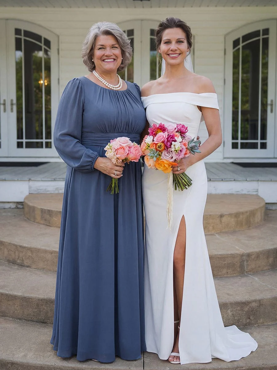 ever CELESTE|Chiffon Long Sleeve Floor Length Mother of The Bride Dress - Image 57