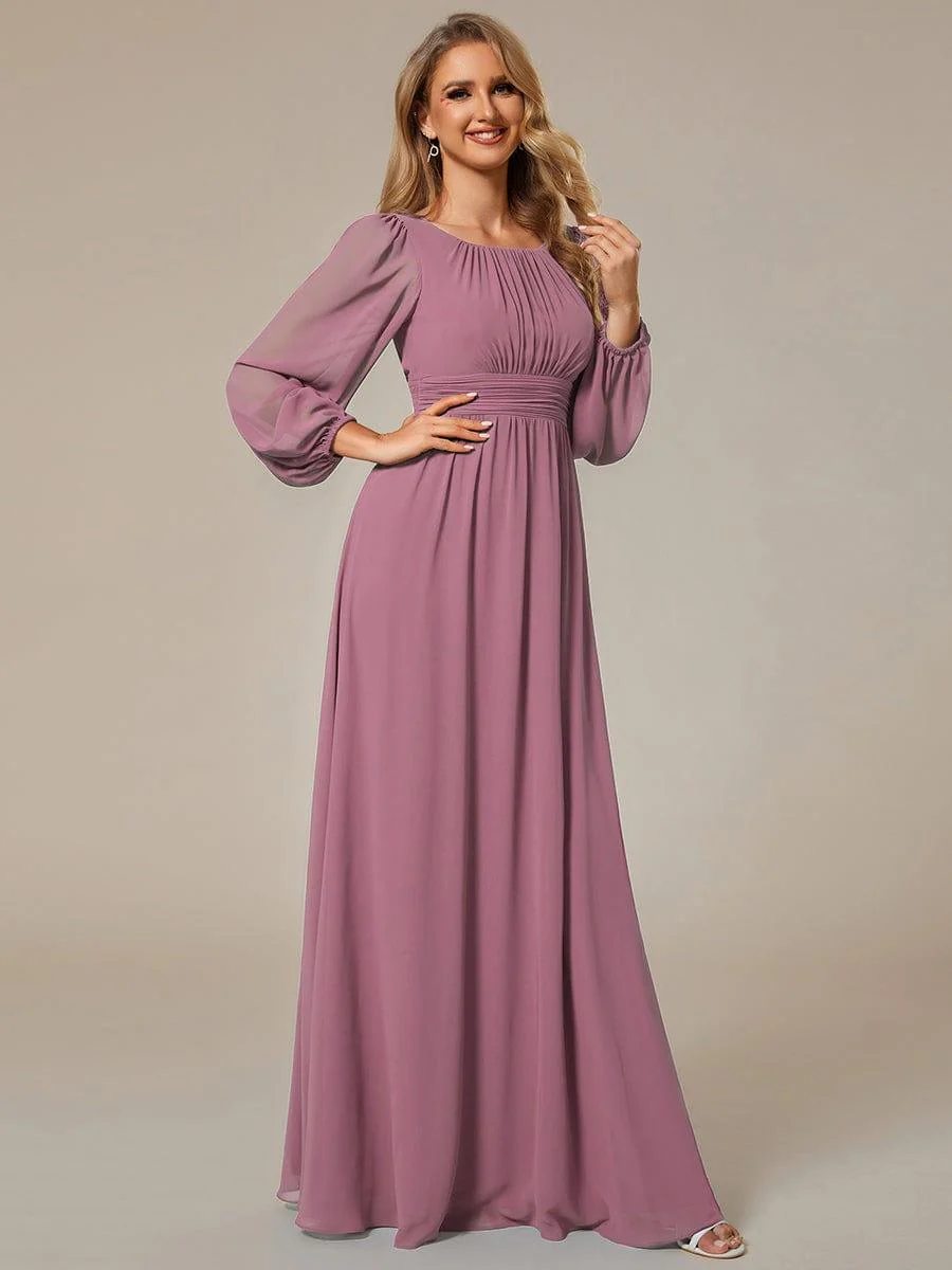 ever CELESTE|Chiffon Long Sleeve Floor Length Mother of The Bride Dress - Image 79