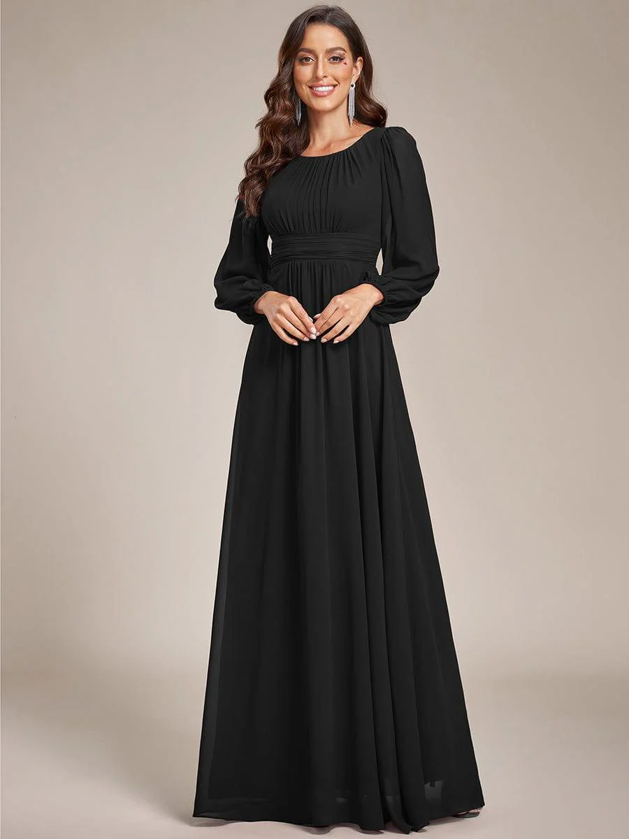 ever CELESTE|Chiffon Long Sleeve Floor Length Mother of The Bride Dress - Image 9