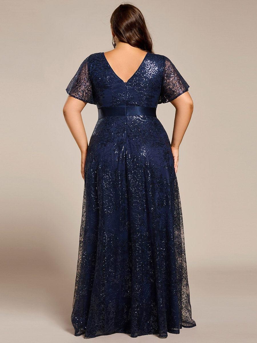 ever CORY|Plus Size Illusion V-neck Sequin Maxi Evening Dress - Image 11