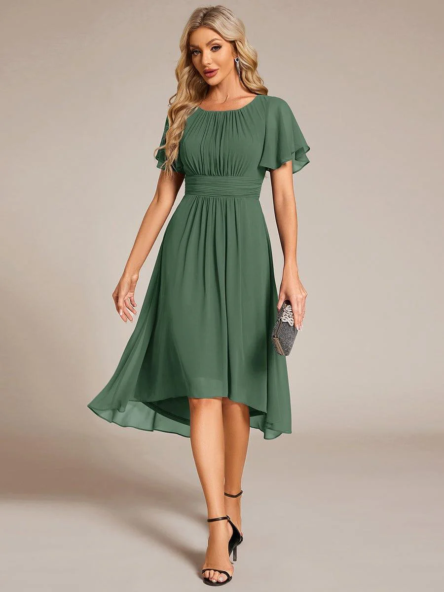 ever EDEN|Flowy Chiffon Round Neckline A-Line Knee Length Wedding Guest Dress - Image 5
