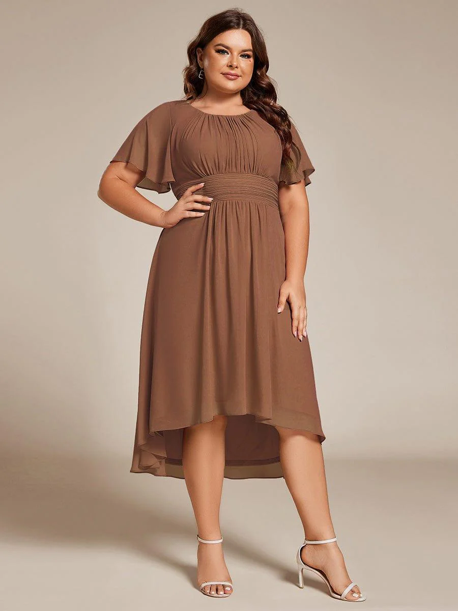 ever EDEN|Flowy Chiffon Round Neckline A-Line Knee Length Wedding Guest Dress - Image 100