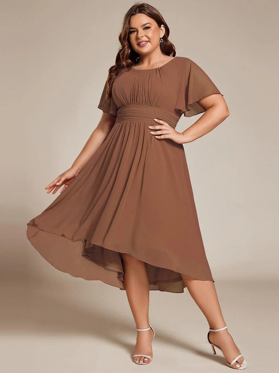ever EDEN|Flowy Chiffon Round Neckline A-Line Knee Length Wedding Guest Dress - Image 102