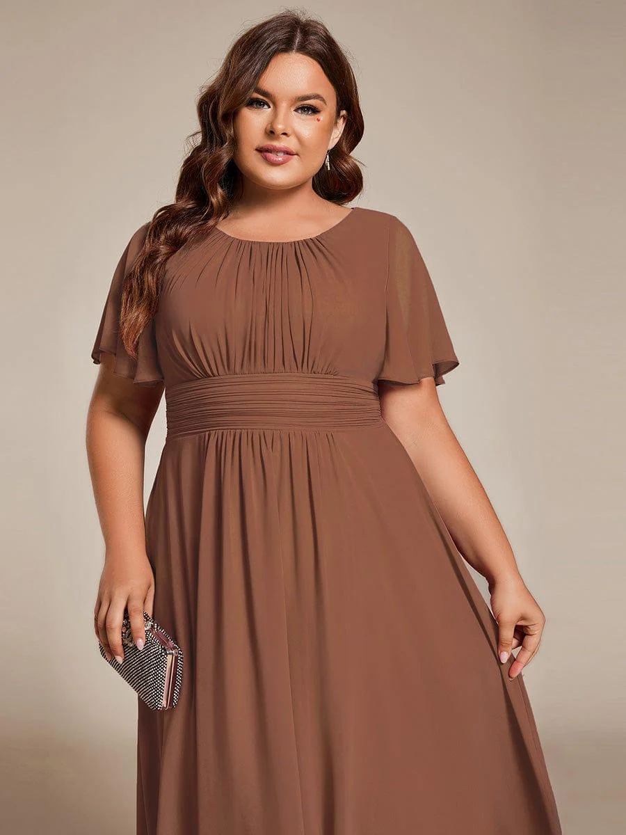 ever EDEN|Flowy Chiffon Round Neckline A-Line Knee Length Wedding Guest Dress - Image 104