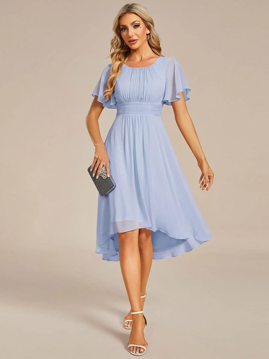 ever EDEN|Flowy Chiffon Round Neckline A-Line Knee Length Wedding Guest Dress - Image 105
