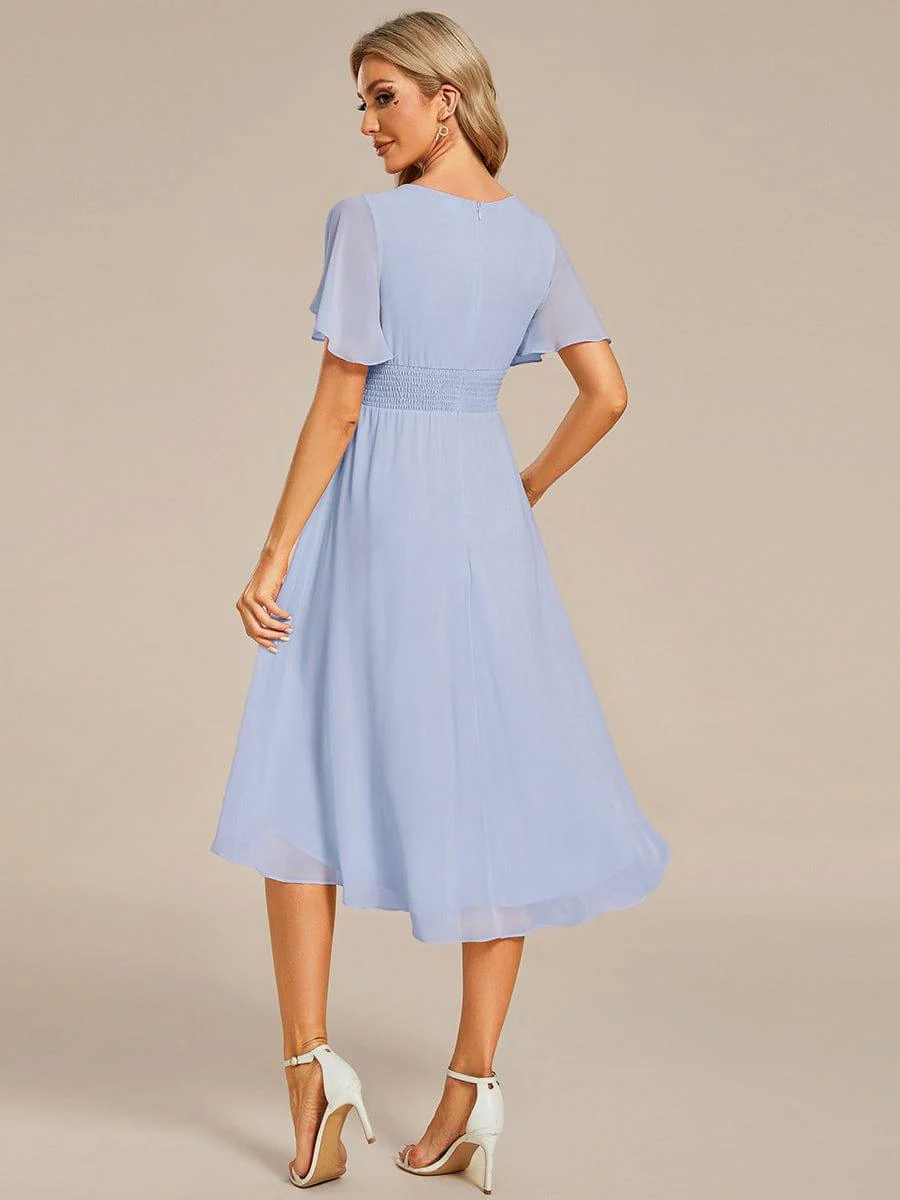 ever EDEN|Flowy Chiffon Round Neckline A-Line Knee Length Wedding Guest Dress - Image 106