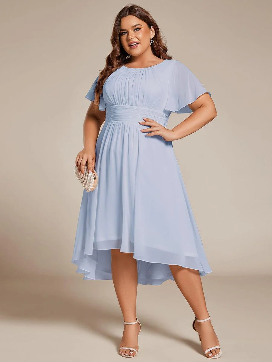 ever EDEN|Flowy Chiffon Round Neckline A-Line Knee Length Wedding Guest Dress - Image 110