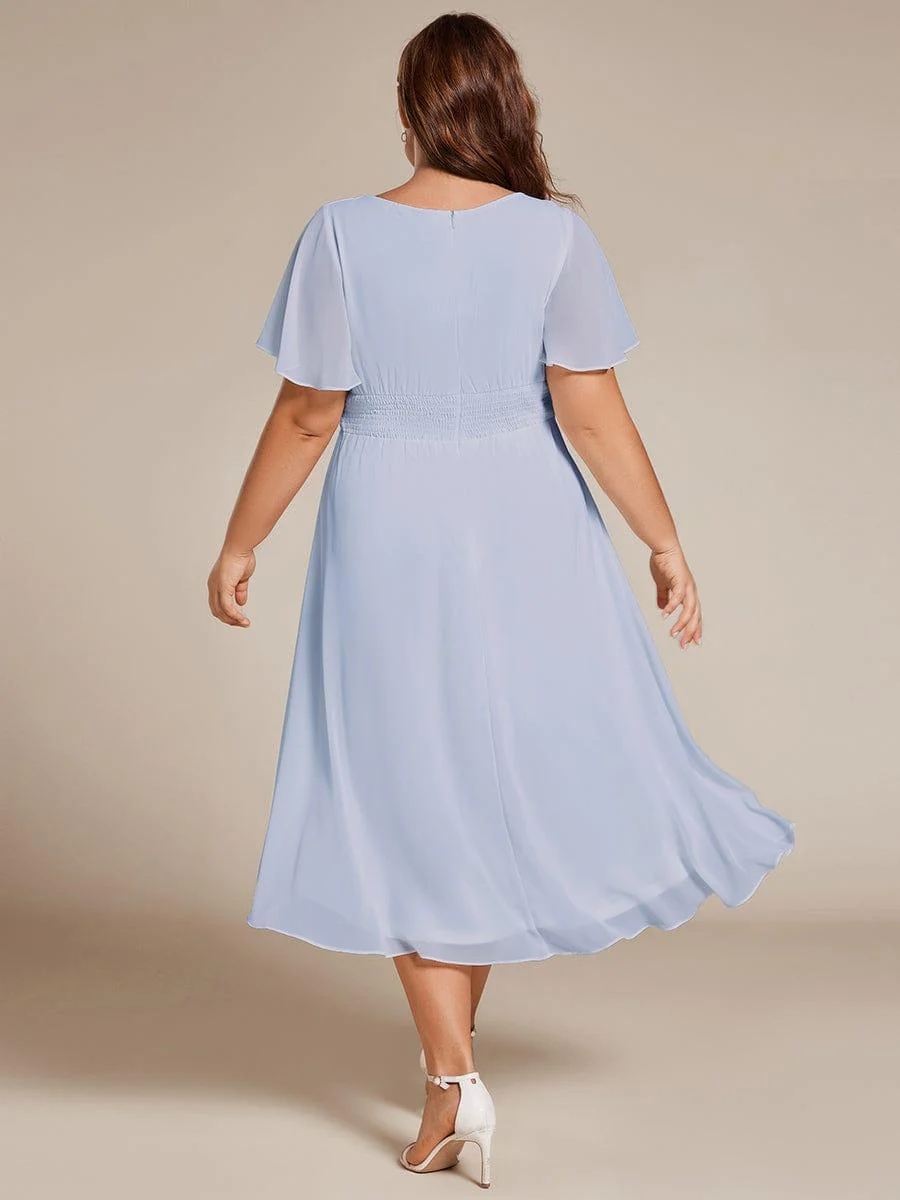 ever EDEN|Flowy Chiffon Round Neckline A-Line Knee Length Wedding Guest Dress - Image 111