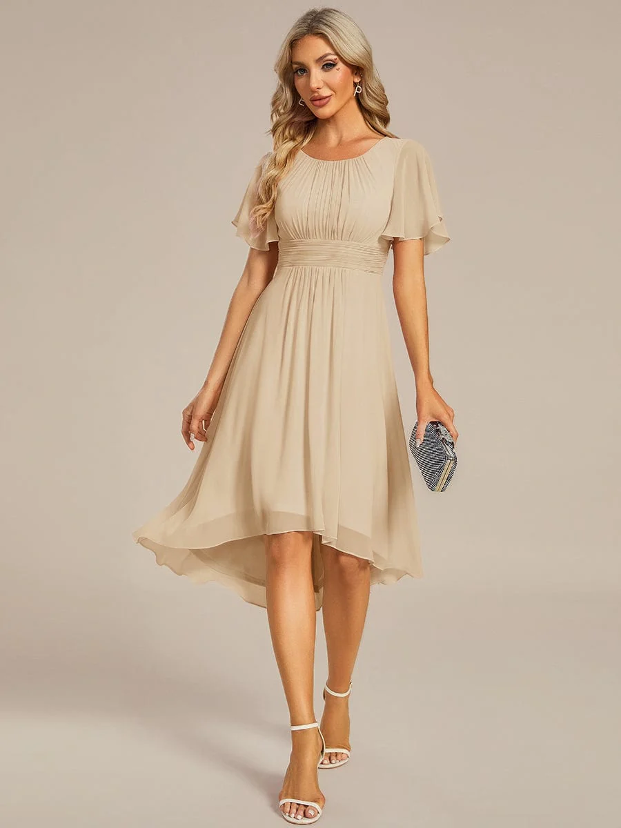ever EDEN|Flowy Chiffon Round Neckline A-Line Knee Length Wedding Guest Dress - Image 118