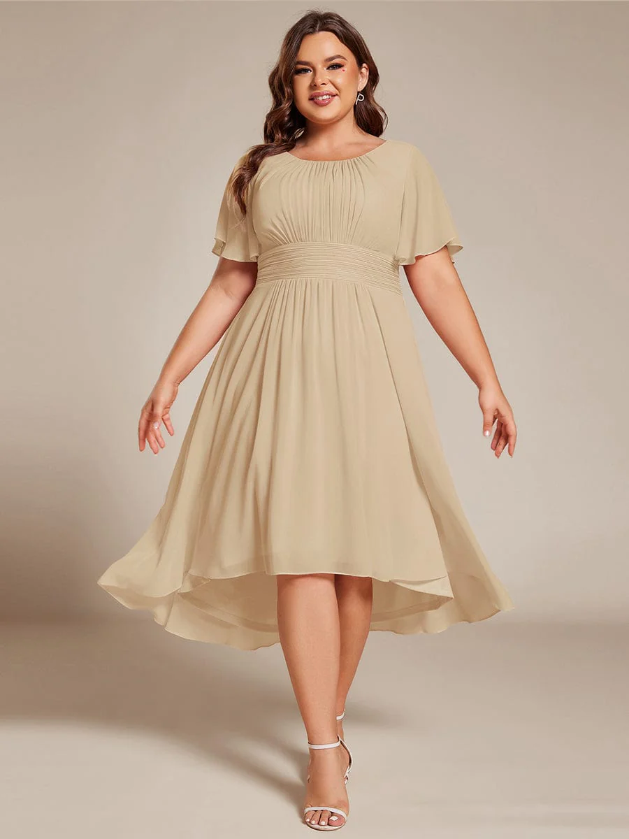 ever EDEN|Flowy Chiffon Round Neckline A-Line Knee Length Wedding Guest Dress - Image 120