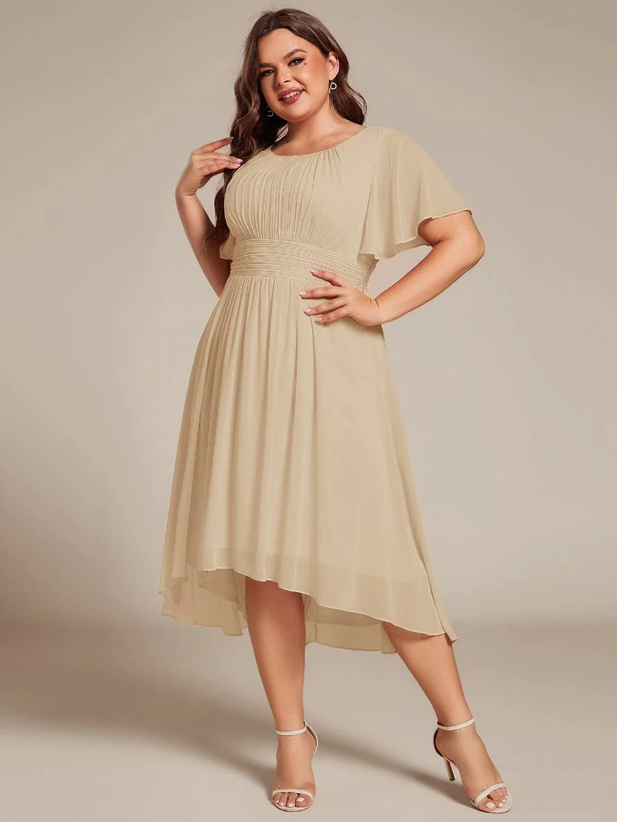 ever EDEN|Flowy Chiffon Round Neckline A-Line Knee Length Wedding Guest Dress - Image 124