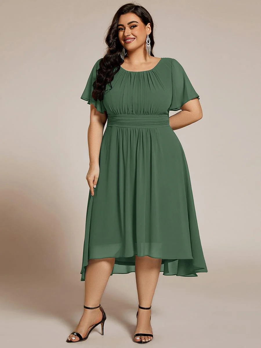 ever EDEN|Flowy Chiffon Round Neckline A-Line Knee Length Wedding Guest Dress - Image 128