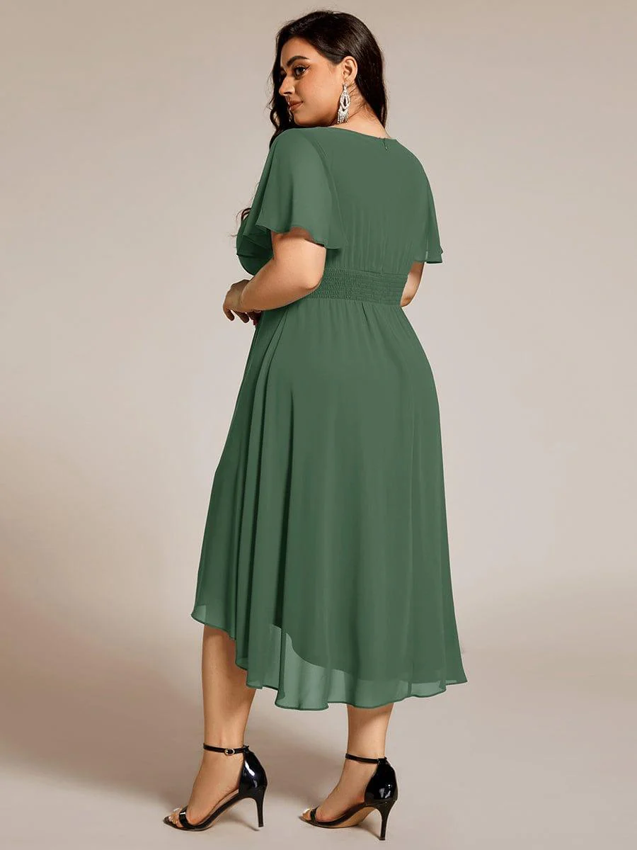ever EDEN|Flowy Chiffon Round Neckline A-Line Knee Length Wedding Guest Dress - Image 129