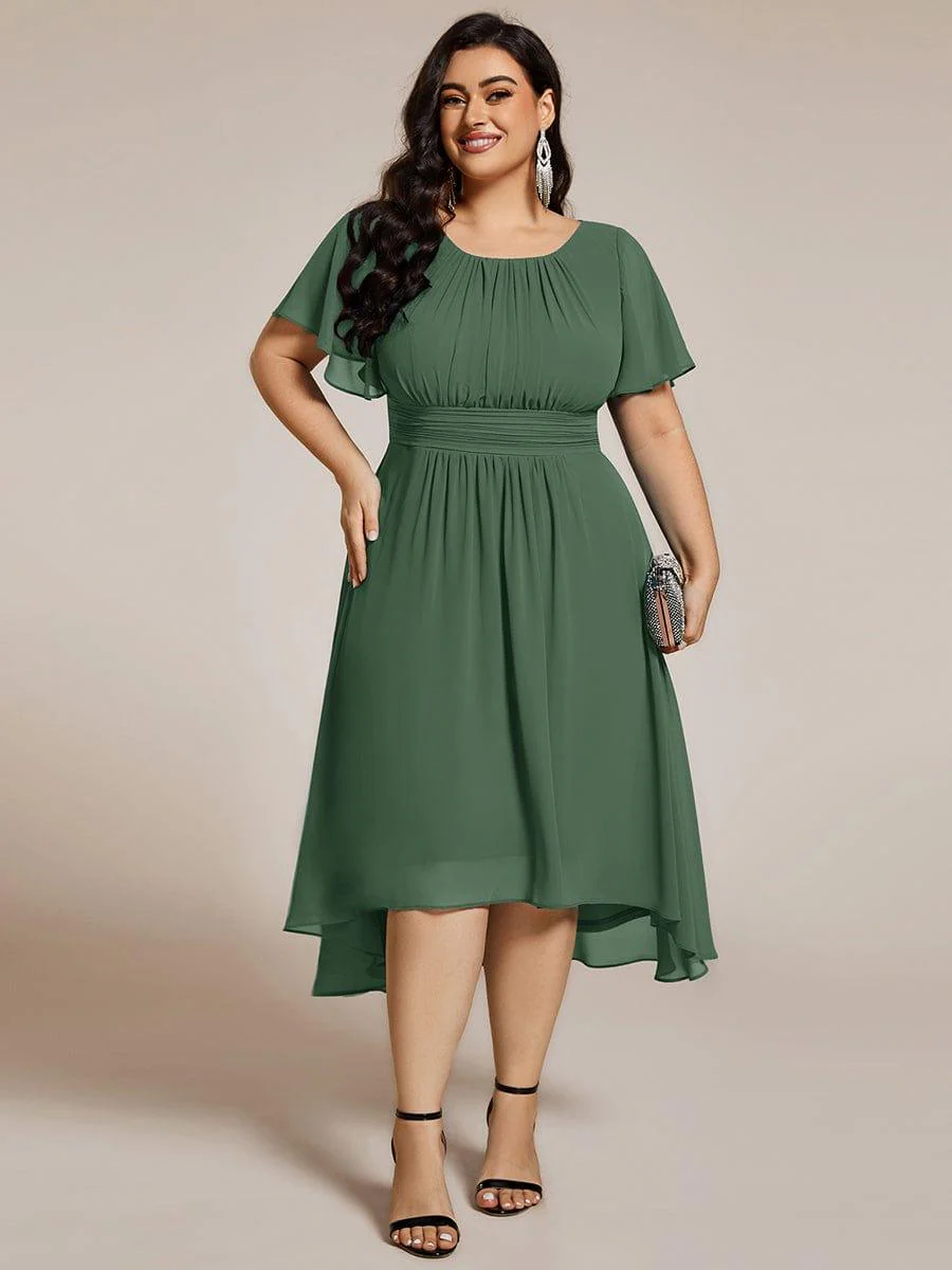 ever EDEN|Flowy Chiffon Round Neckline A-Line Knee Length Wedding Guest Dress - Image 132