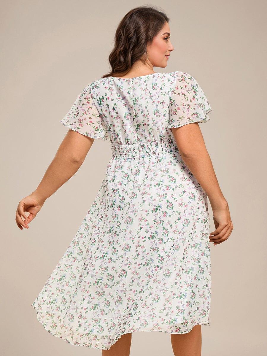 ever EDEN|Flowy Chiffon Round Neckline A-Line Knee Length Wedding Guest Dress - Image 144