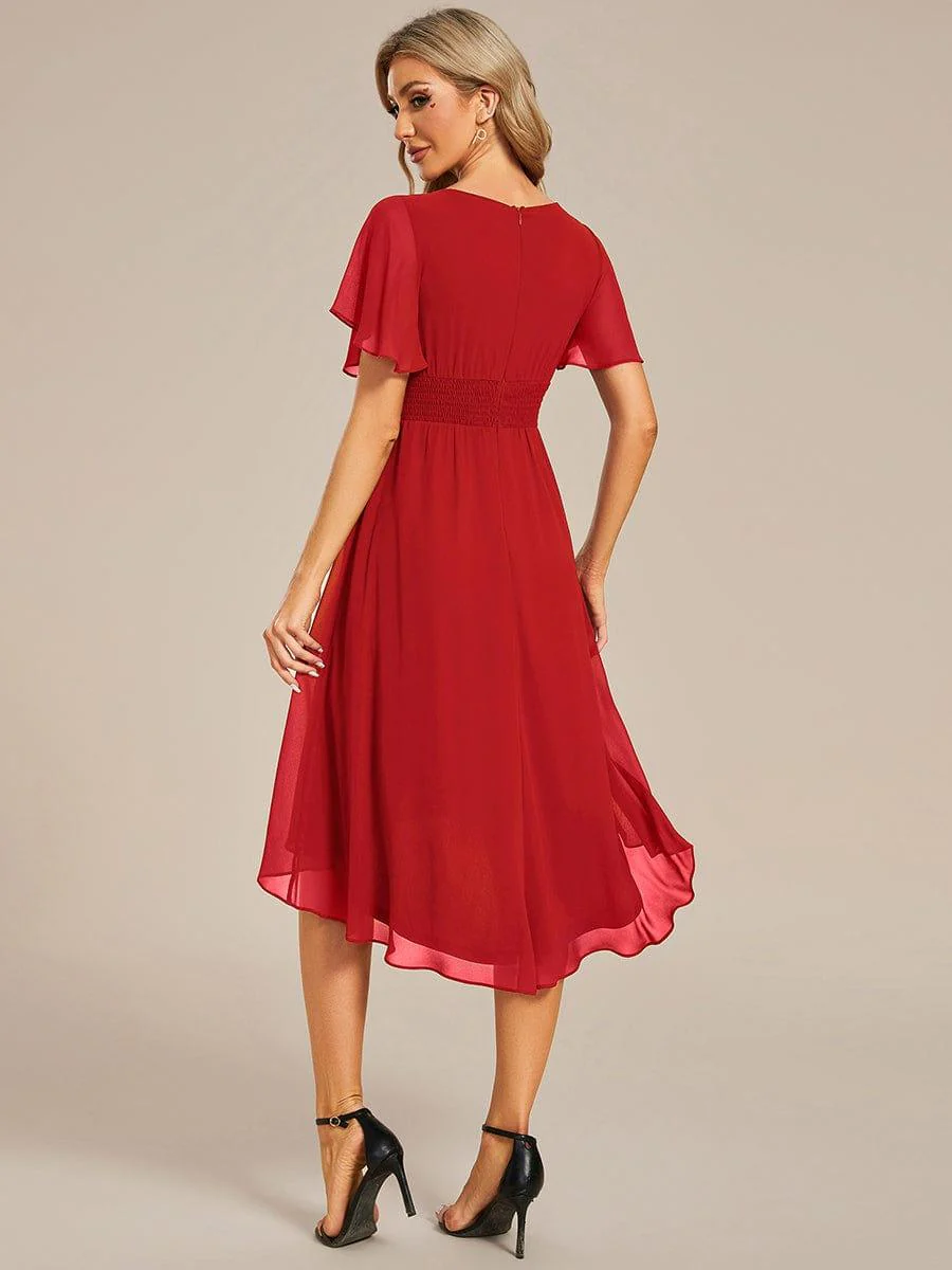 ever EDEN|Flowy Chiffon Round Neckline A-Line Knee Length Wedding Guest Dress - Image 149