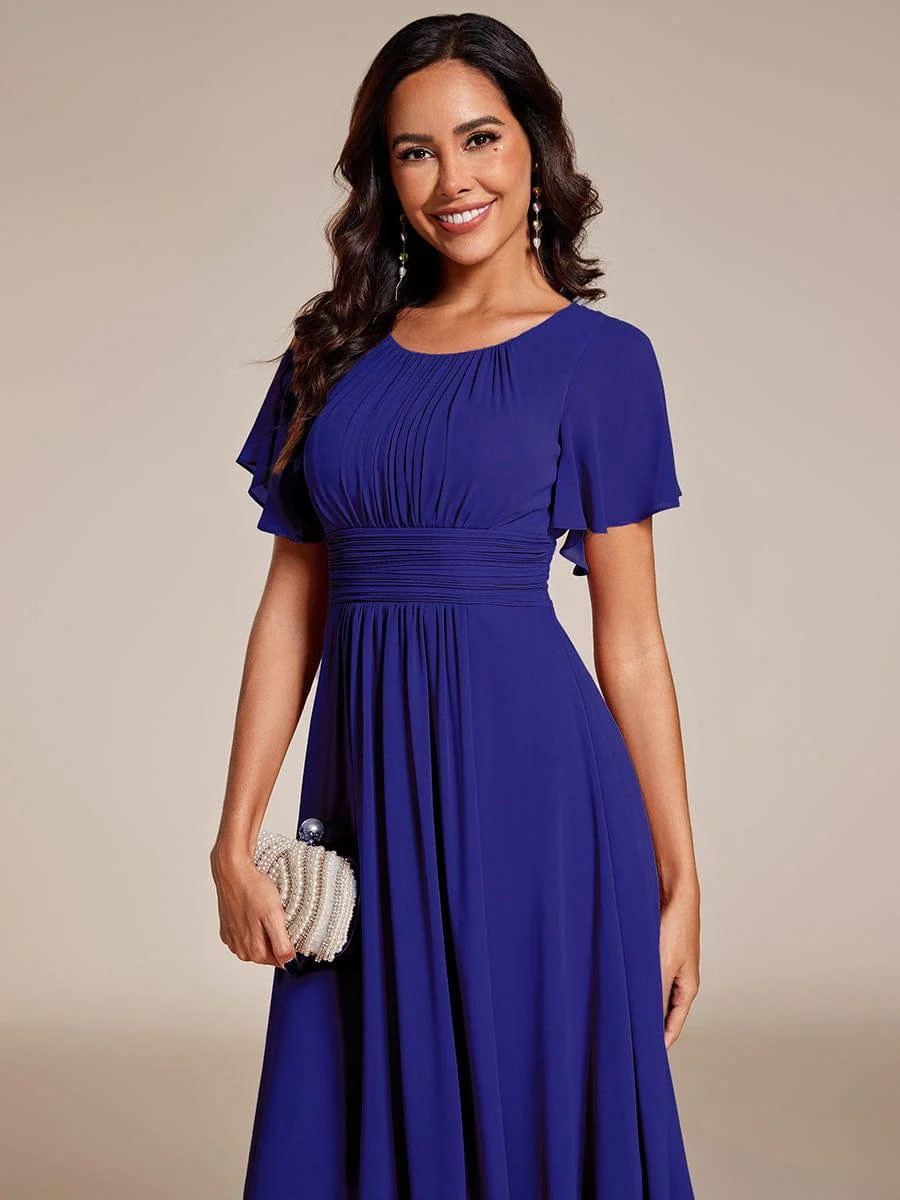 ever EDEN|Flowy Chiffon Round Neckline A-Line Knee Length Wedding Guest Dress - Image 153