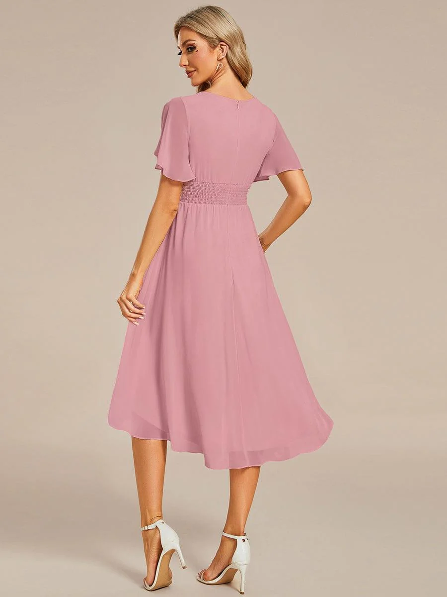 ever EDEN|Flowy Chiffon Round Neckline A-Line Knee Length Wedding Guest Dress - Image 158