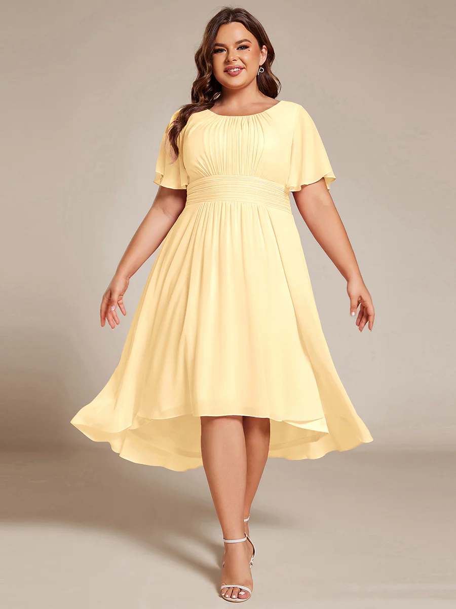 ever EDEN|Flowy Chiffon Round Neckline A-Line Knee Length Wedding Guest Dress - Image 163