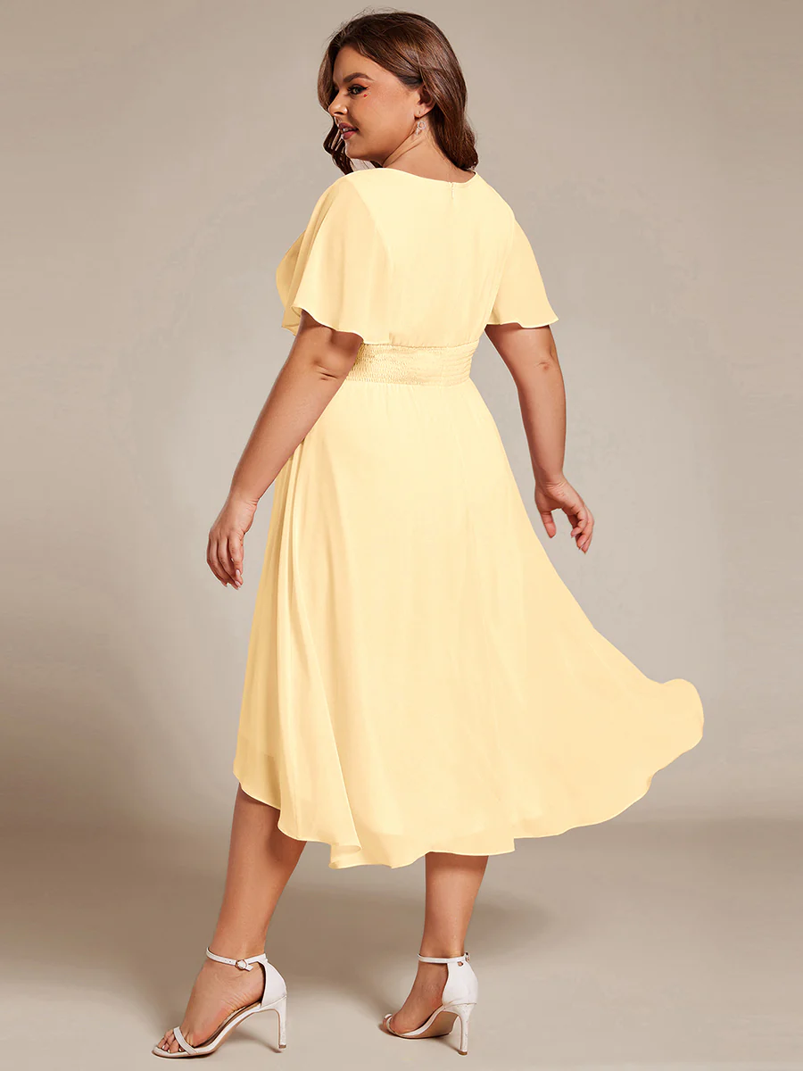 ever EDEN|Flowy Chiffon Round Neckline A-Line Knee Length Wedding Guest Dress - Image 164