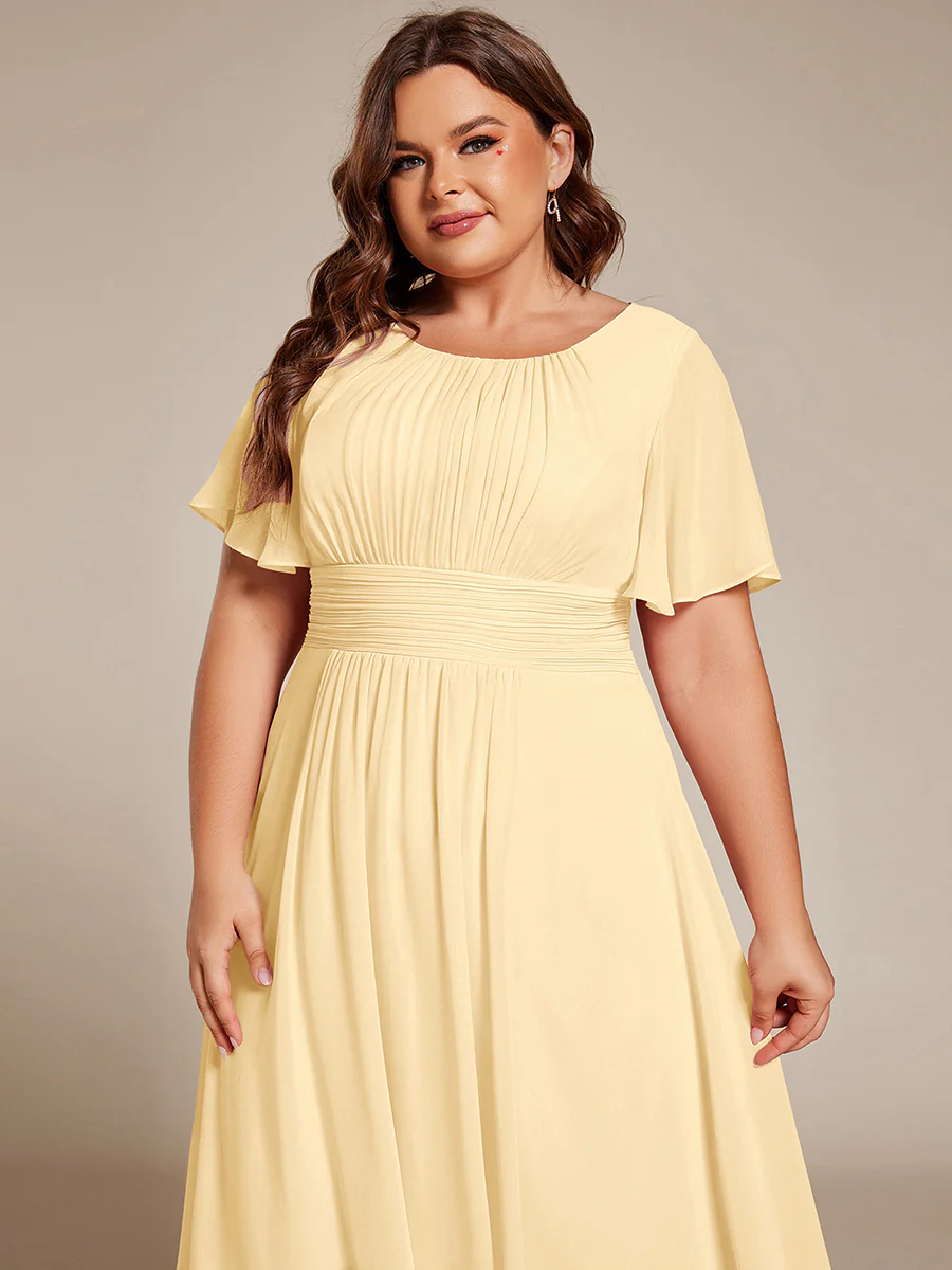 ever EDEN|Flowy Chiffon Round Neckline A-Line Knee Length Wedding Guest Dress - Image 165