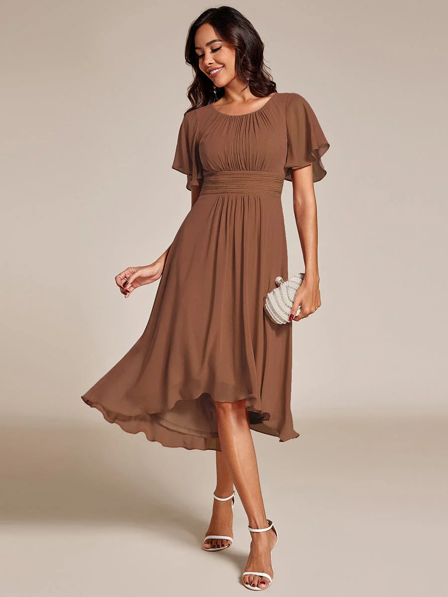 ever EDEN|Flowy Chiffon Round Neckline A-Line Knee Length Wedding Guest Dress - Image 169