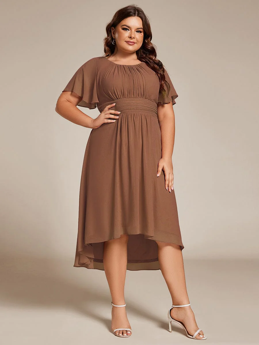 ever EDEN|Flowy Chiffon Round Neckline A-Line Knee Length Wedding Guest Dress - Image 171