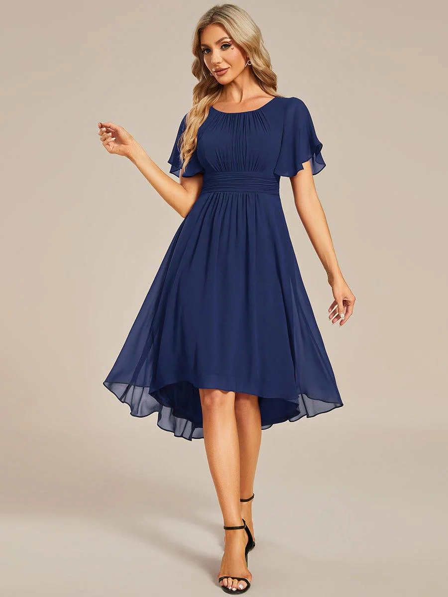 ever EDEN|Flowy Chiffon Round Neckline A-Line Knee Length Wedding Guest Dress - Image 20