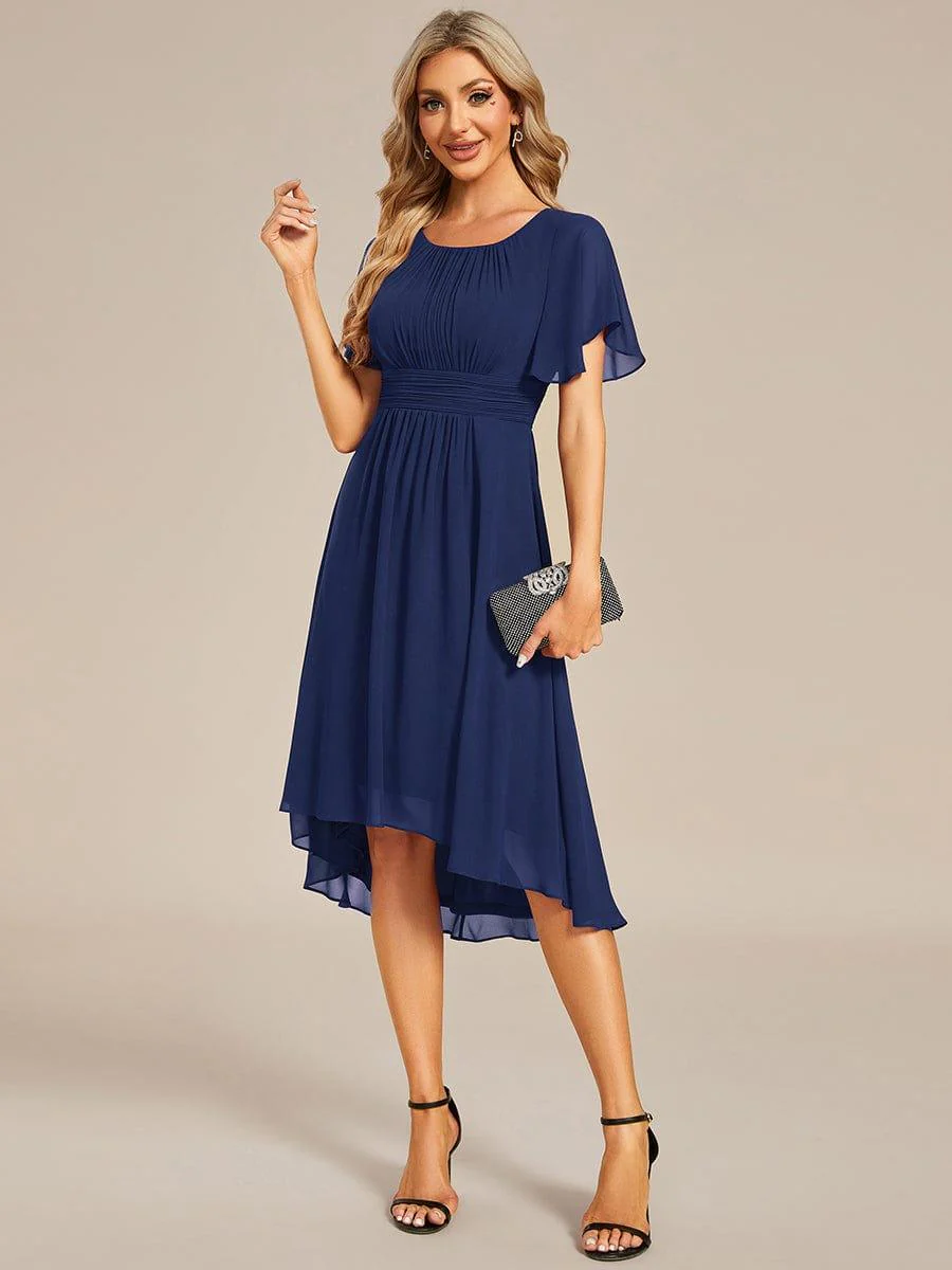 ever EDEN|Flowy Chiffon Round Neckline A-Line Knee Length Wedding Guest Dress - Image 23