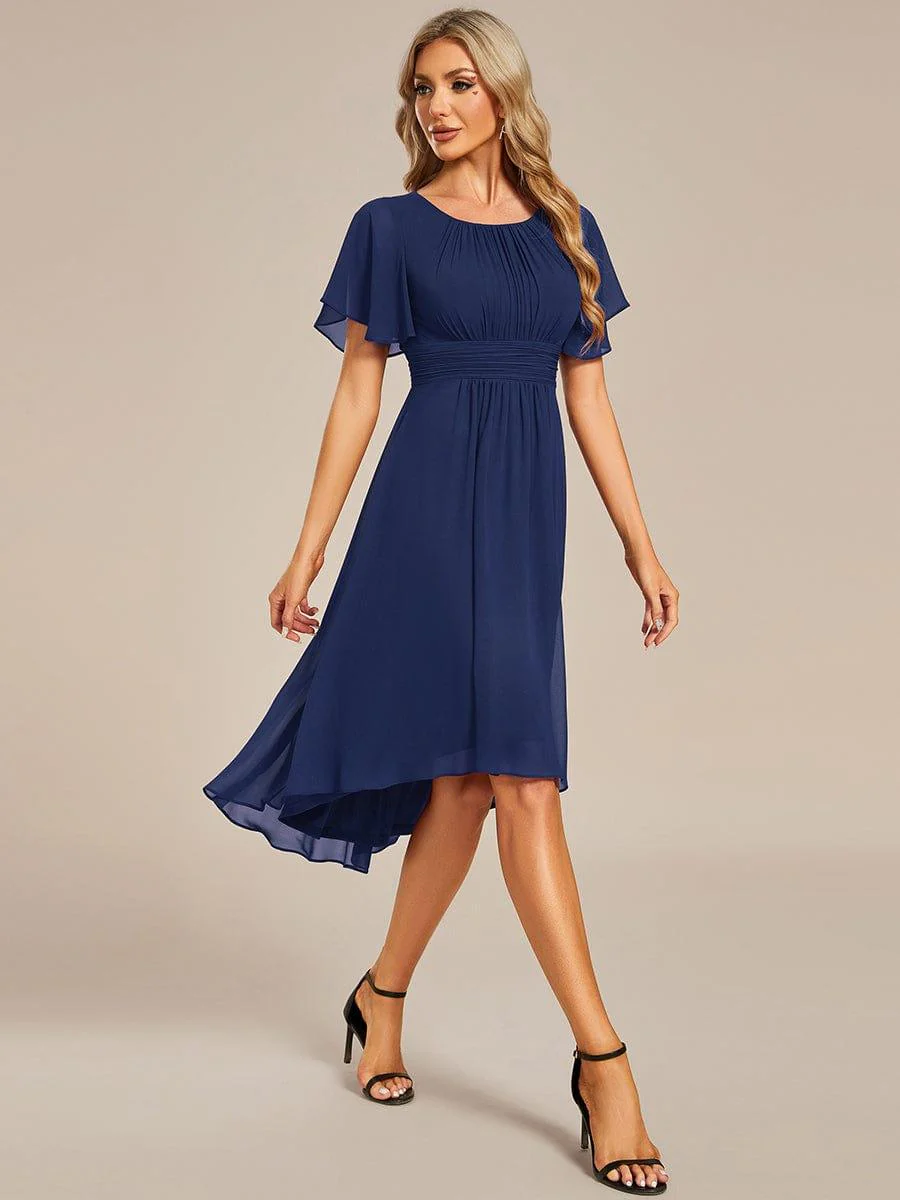 ever EDEN|Flowy Chiffon Round Neckline A-Line Knee Length Wedding Guest Dress - Image 24