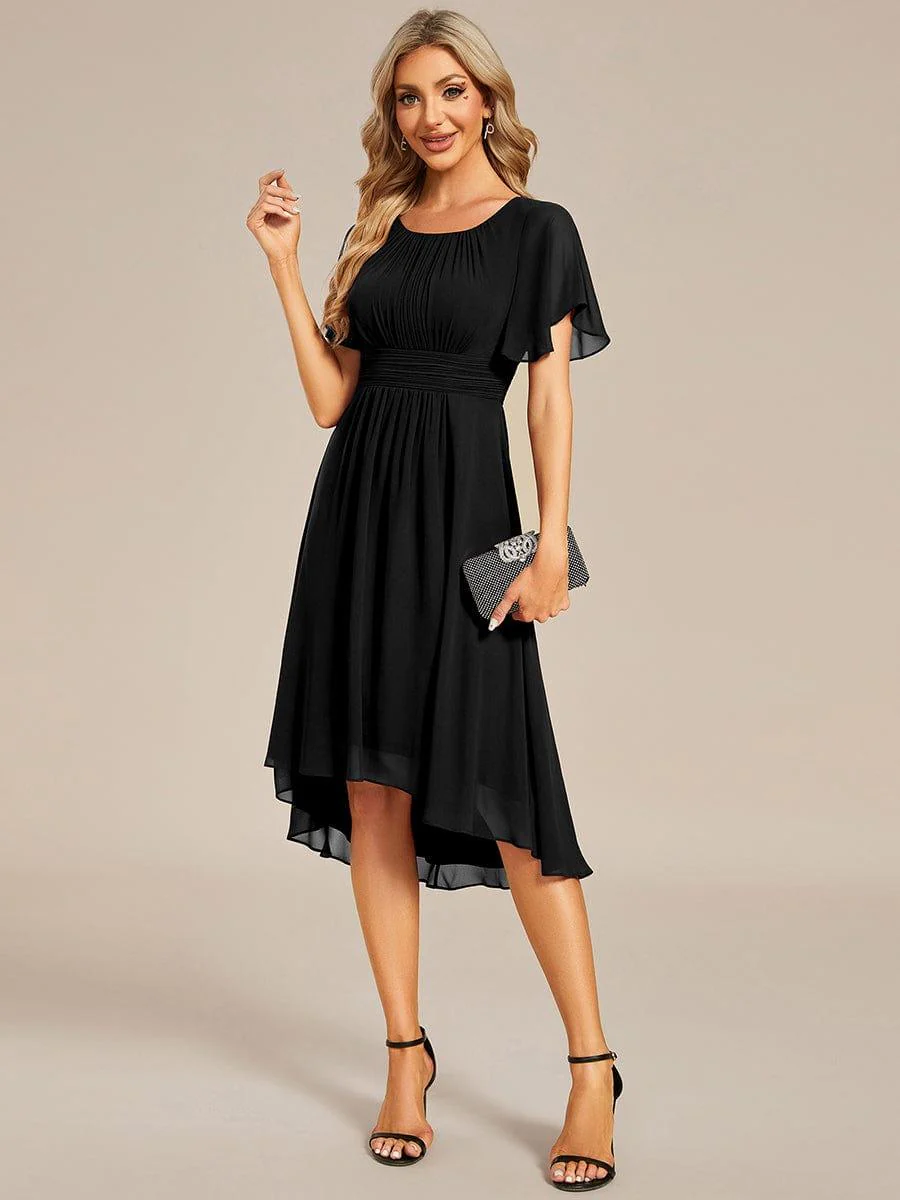 ever EDEN|Flowy Chiffon Round Neckline A-Line Knee Length Wedding Guest Dress - Image 29