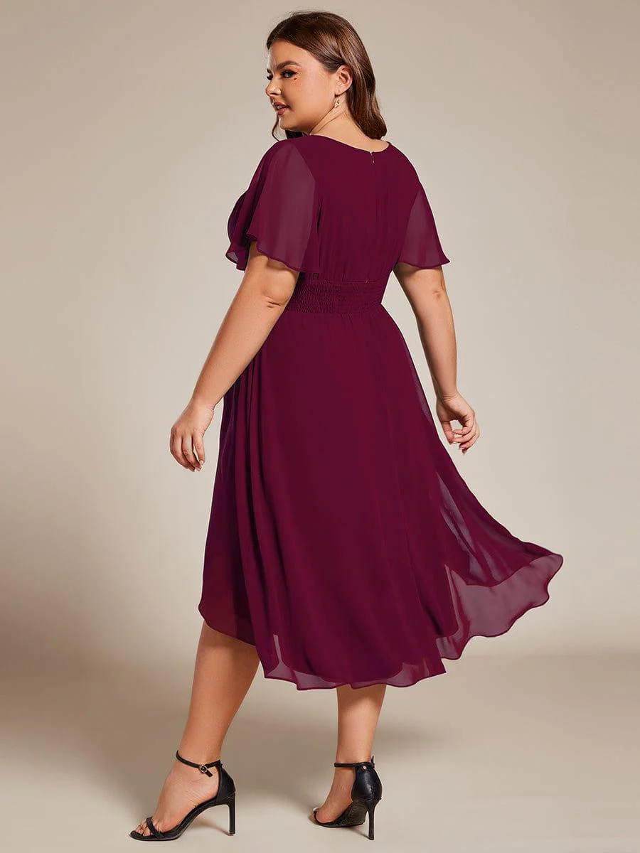 ever EDEN|Flowy Chiffon Round Neckline A-Line Knee Length Wedding Guest Dress - Image 31